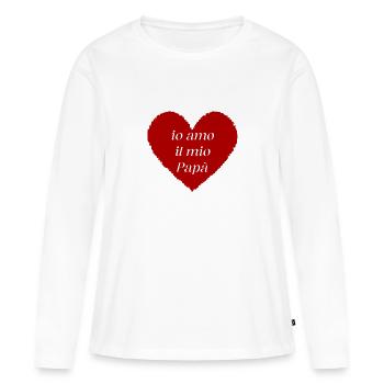 J’aime mon papa - T-shirt manches longues Premium bio Femme - blanc - Devant - Julia (174cm)