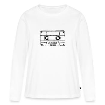Cassette de musique Cassette audio - T-shirt manches longues Premium bio Femme - blanc - Devant - Julia (174cm)