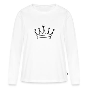 Couronne - T-shirt manches longues Premium bio Femme - blanc - Devant - Julia (174cm)
