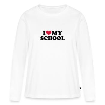 école - T-shirt manches longues Premium bio Femme - blanc - Devant - Julia (174cm)