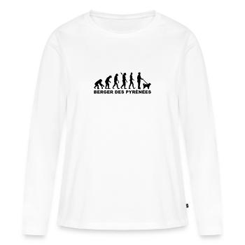 Berger des Pyrénées - T-shirt manches longues Premium bio Femme - blanc - Devant - Julia (174cm)