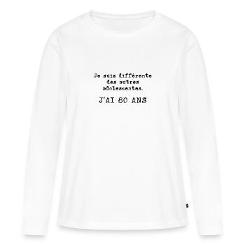 j'ai 80 ans - T-shirt manches longues Premium bio Femme - blanc - Devant - Julia (174cm)