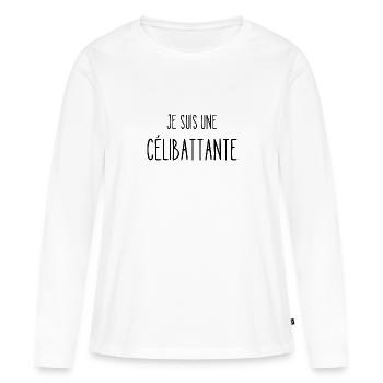 je suis une célibattante - T-shirt manches longues Premium bio Femme - blanc - Devant - Julia (174cm)