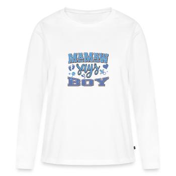 Mamaw dit garçon grossesse annonce fête de bébé - T-shirt manches longues Premium bio Femme - blanc - Devant - Julia (174cm)