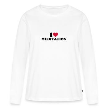 méditation - T-shirt manches longues Premium bio Femme - blanc - Devant - Julia (174cm)