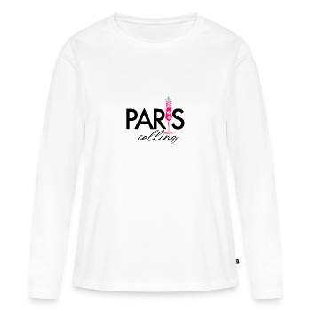 Paris calling - Paris calling - T-shirt manches longues Premium bio Femme - blanc - Devant - Julia (174cm)