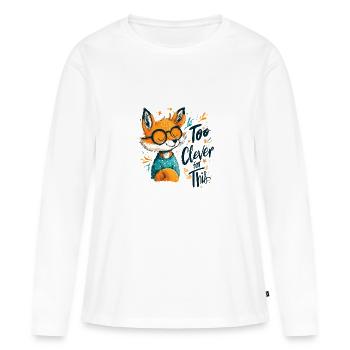 Renard intelligent avec des lunettes – Trop intelligent pour cela. - T-shirt manches longues Premium bio Femme - blanc - Devant - Julia (174cm)
