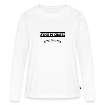 avion de chasse - T-shirt manches longues Premium bio Femme - blanc - Devant - Julia (174cm)