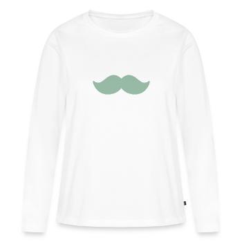 Moustache vert pastel homme novembre vélo - T-shirt manches longues Premium bio Femme - blanc - Devant - Julia (174cm)