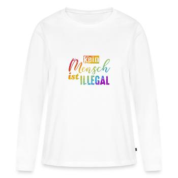 Personne n’est illégal - FCK NZS - T-shirt manches longues Premium bio Femme - blanc - Devant - Julia (174cm)