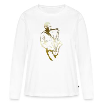 Blues - T-shirt manches longues Premium bio Femme - blanc - Devant - Julia (174cm)