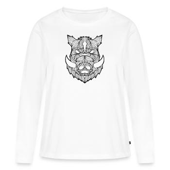 Mandala Eber - Frauen Premium Bio Langarmshirt - Weiß - Vorne - Julia (174cm)