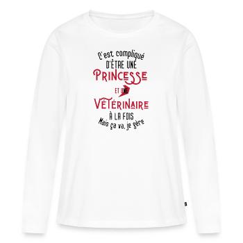 C'est compliqué d'être Une Princesse Vétérinaire - T-shirt manches longues Premium bio Femme - blanc - Devant - Julia (174cm)