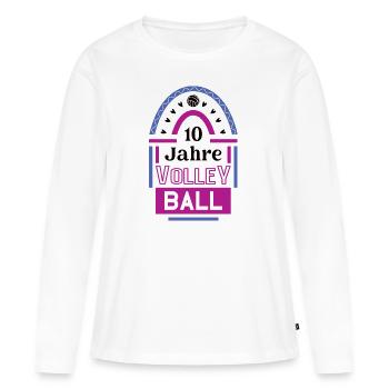 10 Jahre Volleyball Jubiläum Volleyballspielerin - Frauen Premium Bio Langarmshirt - Weiß - Vorne - Julia (174cm)