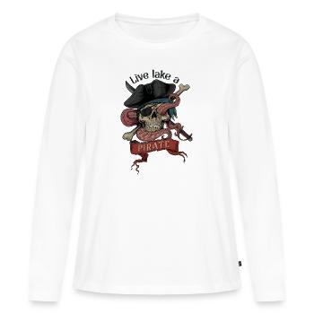Pirate pirate tête pirate bateau pirate - T-shirt manches longues Premium bio Femme - blanc - Devant - Julia (174cm)