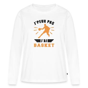 Je Peux Pas J'ai Basket - T-shirt manches longues Premium bio Femme - blanc - Devant - Julia (174cm)