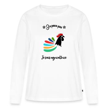 BAUER. BAUER. LANDWIRTSCHAFT. FIRMA - Frauen Premium Bio Langarmshirt - Weiß - Vorne - Julia (174cm)