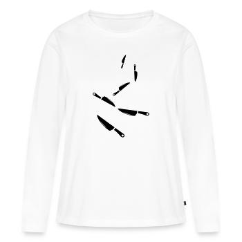 Messer icon - Frauen Premium Bio Langarmshirt - Weiß - Vorne - Julia (174cm)