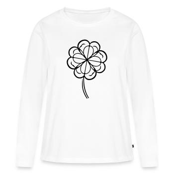 Symbole du trèfle - T-shirt manches longues Premium bio Femme - blanc - Devant - Julia (174cm)