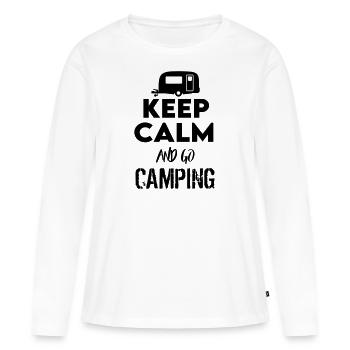 Keep Calm Camping Campen Campingbus Caravan - T-shirt manches longues Premium bio Femme - blanc - Devant - Julia (174cm)