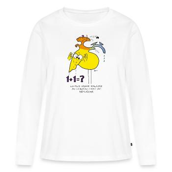 Réflexion Shadokienne... - T-shirt manches longues Premium bio Femme - blanc - Devant - Julia (174cm)