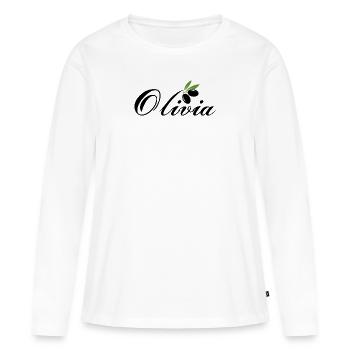 Olivia Olive - T-shirt manches longues Premium bio Femme - blanc - Devant - Julia (174cm)