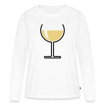 Verre à vin blanc rond ouvert (vin blanc / vin / 2C) - T-shirt manches longues Premium bio Femme - blanc - Devant - Julia (174cm)