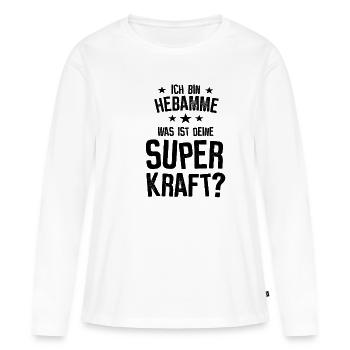 Meine Superkraft HEBAMME - Frauen Premium Bio Langarmshirt - Weiß - Vorne - Julia (174cm)