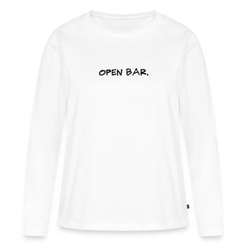 open bar. Cadeau humour - T-shirt manches longues Premium bio Femme - blanc - Devant - Julia (174cm)