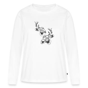 Poisson-clown vintage tacheté - T-shirt manches longues Premium bio Femme - blanc - Devant - Julia (174cm)