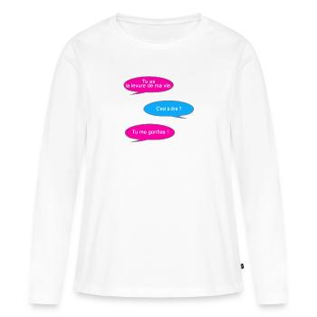 Tu es la levure de ma vie - T-shirt manches longues Premium bio Femme - blanc - Devant - Julia (174cm)
