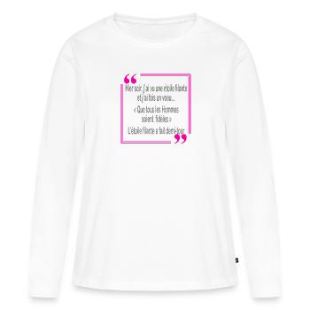 Faire un voeu - T-shirt manches longues Premium bio Femme - blanc - Devant - Julia (174cm)