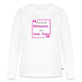 On ne dit plus ménopause - T-shirt manches longues Premium bio Femme - blanc - Devant - Julia (174cm)