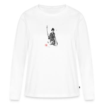 geisha and katana - Women's Premium Organic Long Sleeve Shirt - white - Front - Julia (174cm)