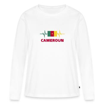 Cameroun Football 2022 battement de cœur Cameroun - T-shirt manches longues Premium bio Femme - blanc - Devant - Julia (174cm)