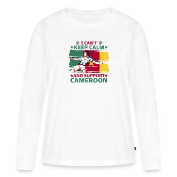 rester calme et soutenir le Cameroun - T-shirt manches longues Premium bio Femme - blanc - Devant - Julia (174cm)