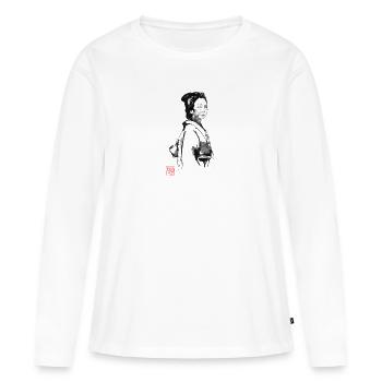 old lady - T-shirt manches longues Premium bio Femme - blanc - Devant - Julia (174cm)