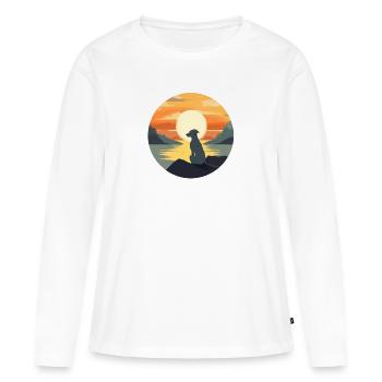 Chien au coucher du soleil sur l’eau - T-shirt manches longues Premium bio Femme - blanc - Devant - Julia (174cm)