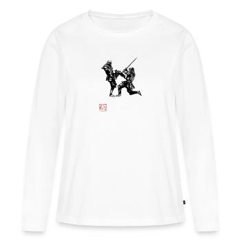 samurai fight - T-shirt manches longues Premium bio Femme - blanc - Devant - Julia (174cm)