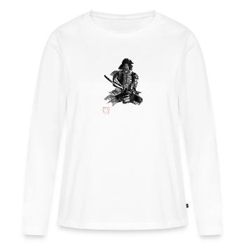 samurai in armor - T-shirt manches longues Premium bio Femme - blanc - Devant - Julia (174cm)