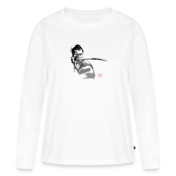 samurai en garde 03 - T-shirt manches longues Premium bio Femme - blanc - Devant - Julia (174cm)