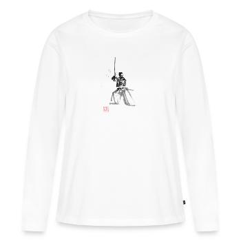 samurai en garde - T-shirt manches longues Premium bio Femme - blanc - Devant - Julia (174cm)
