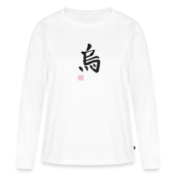 crow kanji - T-shirt manches longues Premium bio Femme - blanc - Devant - Julia (174cm)