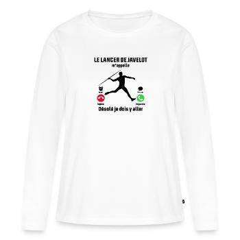Le Lancer de Javelot M'appelle Je dois y aller - T-shirt manches longues Premium bio Femme - blanc - Devant - Julia (174cm)
