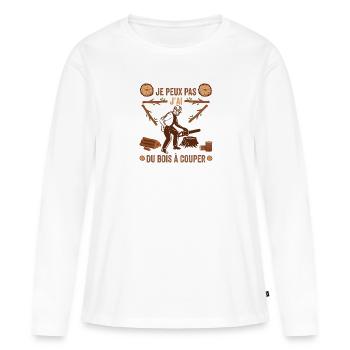 Je peux pas j'ai du bois à couper cadeau bûcheron - T-shirt manches longues Premium bio Femme - blanc - Devant - Julia (174cm)