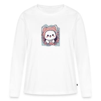 Lunatique Wonderland Companion Animal de compagnie mignon - T-shirt manches longues Premium bio Femme - blanc - Devant - Julia (174cm)