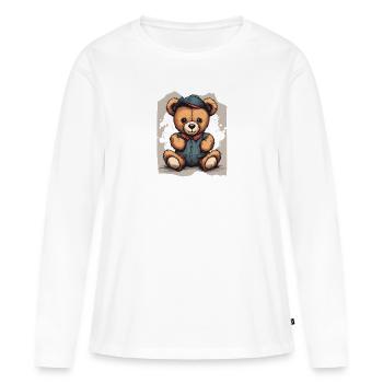 Denim Darling Teddy Bear Mignon Adorable Filles Cadeau - T-shirt manches longues Premium bio Femme - blanc - Devant - Julia (174cm)