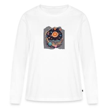 Harmonie céleste Système solaire Soleil Planètes Espace - T-shirt manches longues Premium bio Femme - blanc - Devant - Julia (174cm)