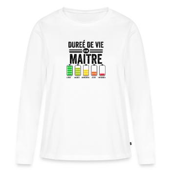 Humour Maitre D'école Pour Fin D'année Scolaire - T-shirt manches longues Premium bio Femme - blanc - Devant - Julia (174cm)