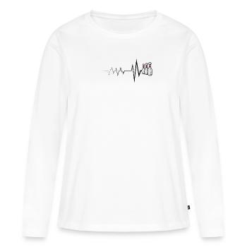 Bowling boule bowling heartbeat - T-shirt manches longues Premium bio Femme - blanc - Devant - Julia (174cm)